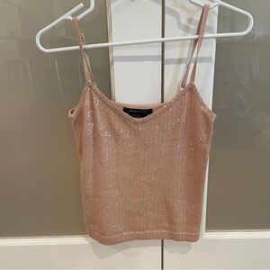 BCBGMaxAzria Blush Sequin Cami Top